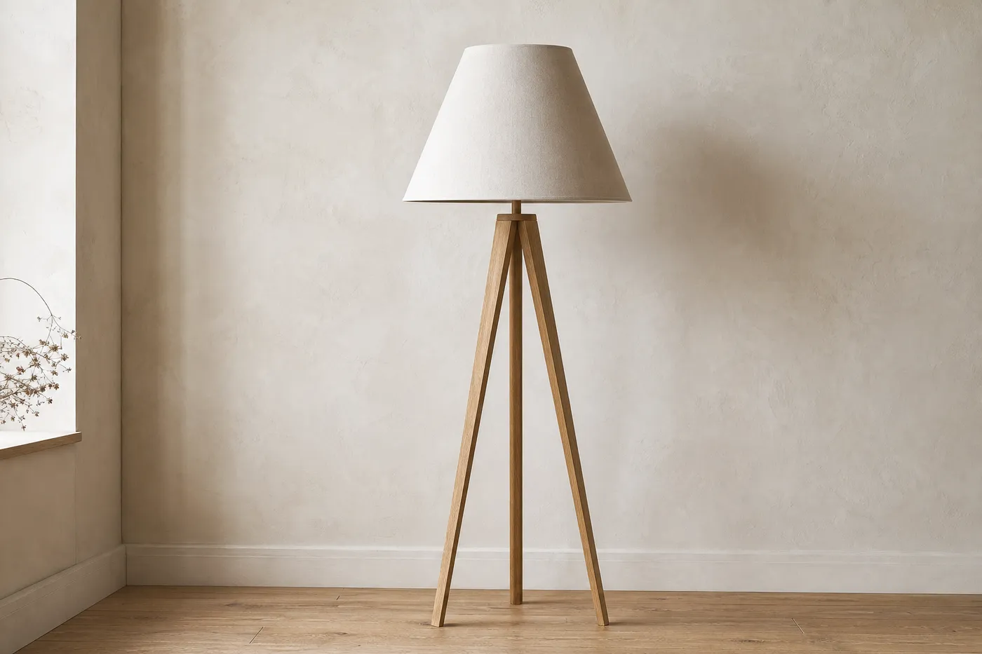Lampadaire Trépied Bois & Lin — Série 16