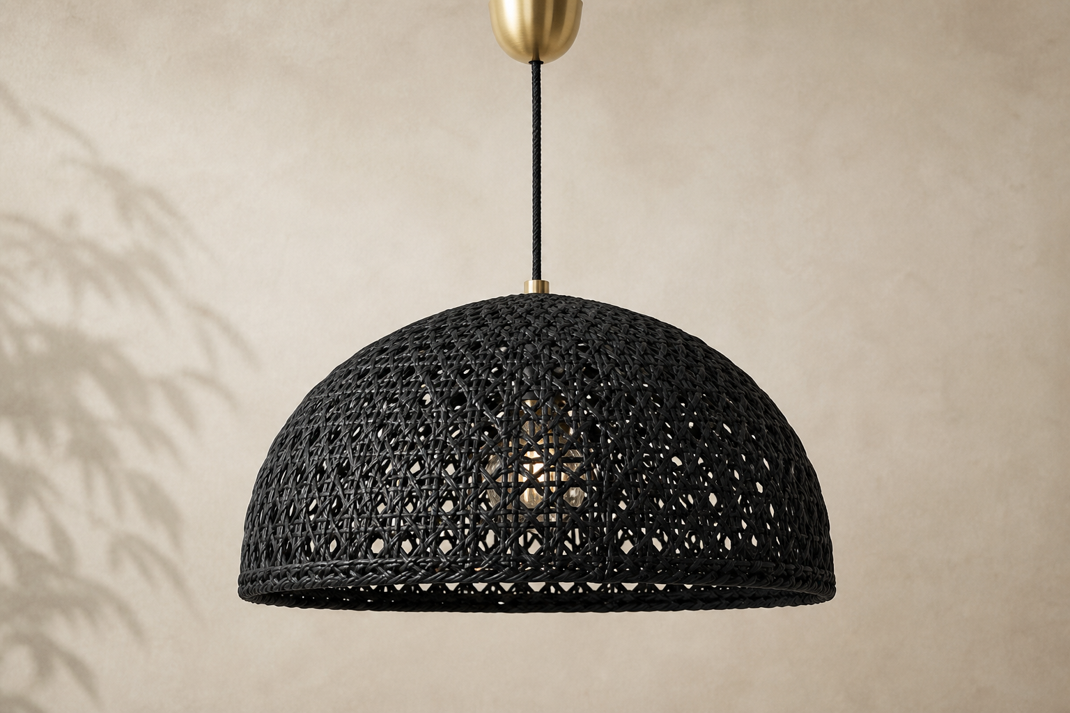 Suspension Rotin Tressé Noir Maison